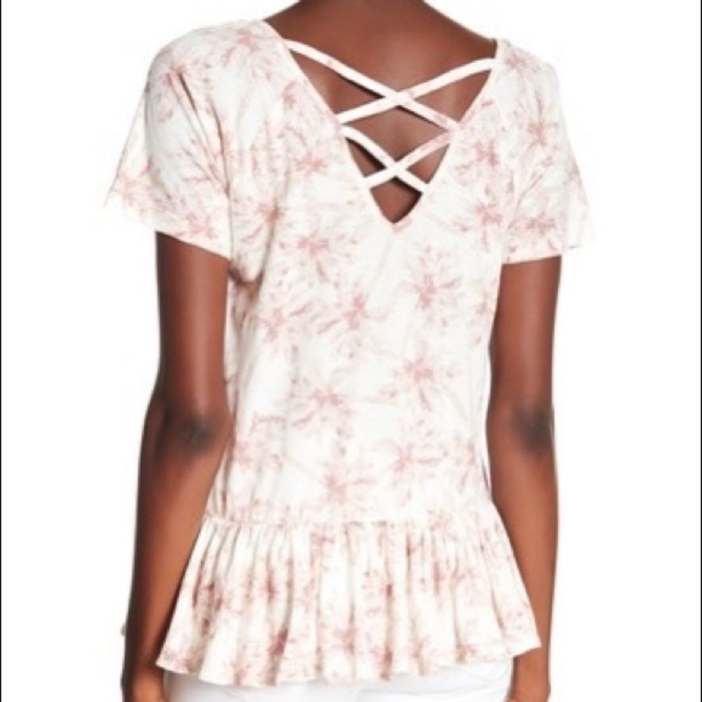 Lucky Brand Criss-Cross Back Peplum Top Blouse - Picture 2 of 8
